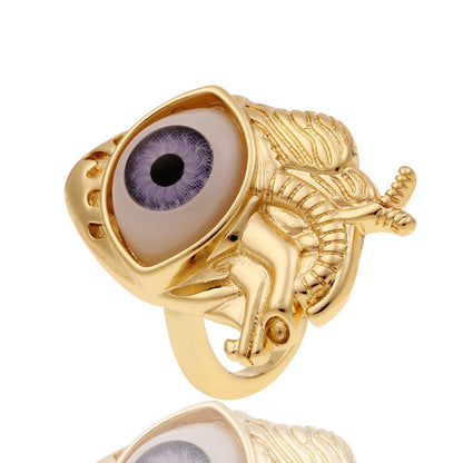 Anillos creativos de moda con diseño de ojo malvado bañados en cobre para mujer