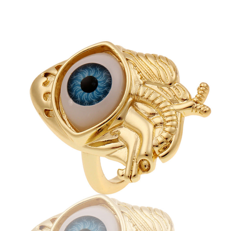 Anillos creativos de moda con diseño de ojo malvado bañados en cobre para mujer