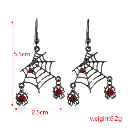 Halloween Women Fashion Drip Oil Spider Web Earrings