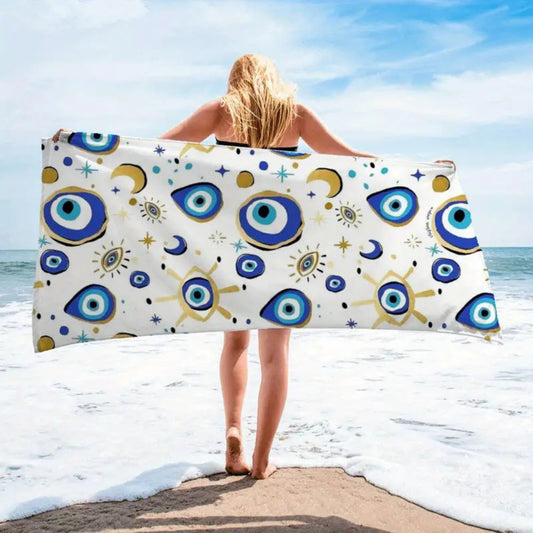 Toalla de playa con estampado gráfico de mal de ojo