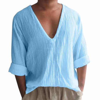 Men's Fashion Leisure Solid Color Long Sleeve T-Shirt