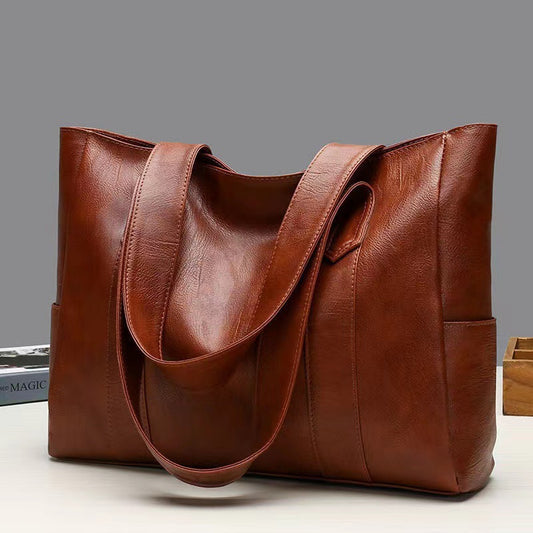 Women Large Capacity Tote Bag in Soft PU Material