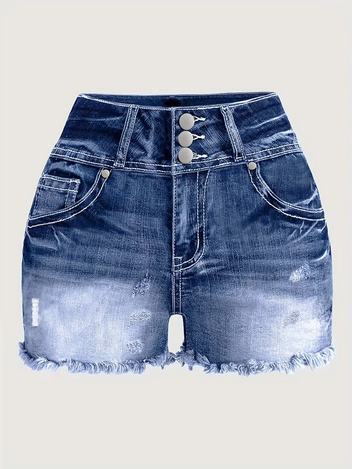 Pantalones cortos vaqueros de cintura alta con borlas informales a la moda para mujer