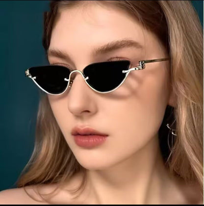 Lunettes de soleil œil de chat rétro à demi-monture pour femmes
