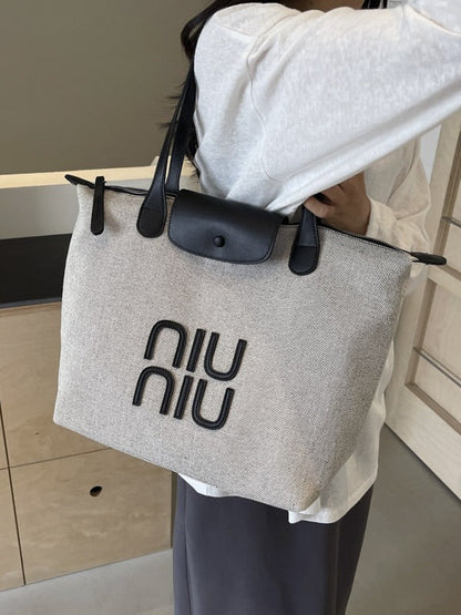 Bolso de mano de lona con letras informales de moda de verano para mujer