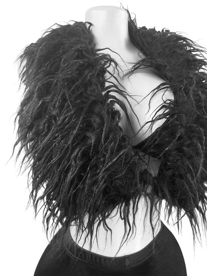 Haut à plumes sexy à col licou pour boîte de nuit