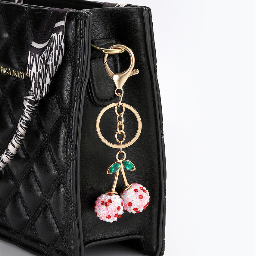 Creative Cute Simulation Fruit Alloy Rhinestone Cherry Key Chain
