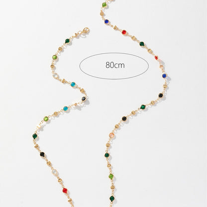 Collar con colgante de cristal orgánico multicolor para mujer
