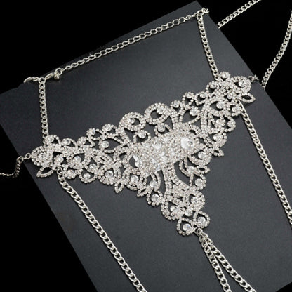 Conjunto de cadena corporal con diamantes de imitación y diseño exagerado para mujer
