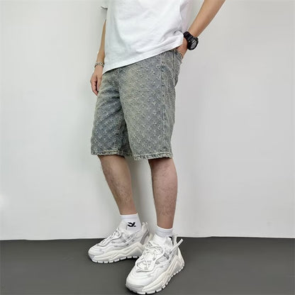 Men Fashion Casual Loose Straight Denim Shorts Stylish Comfort Wear