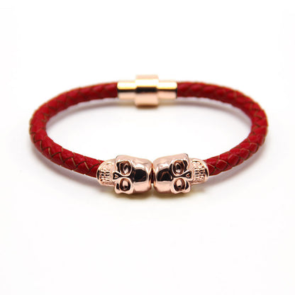 Pulsera magnética tejida con calaveras para hombre