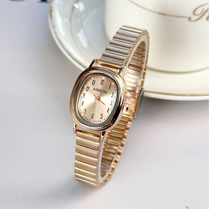 Women Fashion Simple Oval Disc Quartz Watch