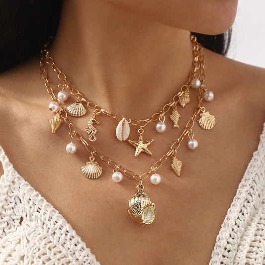 Fashion Summer Marine Elements Pearl Shell Necklace