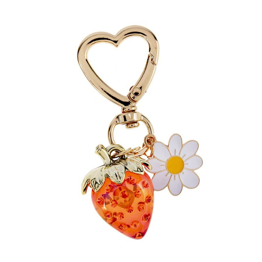 Cute Strawberry Heart-Shaped Key Chain Pendant