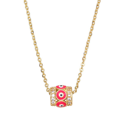 Collar con colgante de ojo de diablo de diamante geométrico simple para mujer
