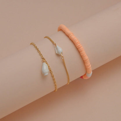 Conjunto de tobilleras multicapa con conchas de arcilla polimérica de Bohemia