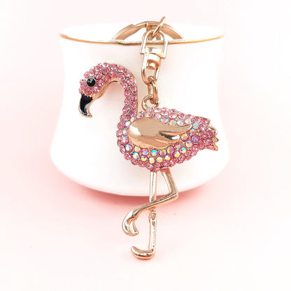 Multicolor Flamingo Rhinestone Keychain - Modern Style Alloy Accessory