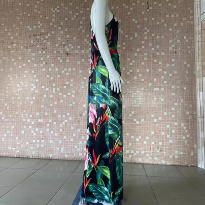 Vestido informal de algodón con cuello en V y estampado floral para mujer
