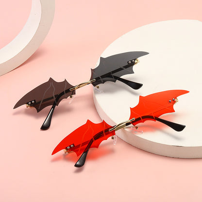 Gafas de sol de murciélago sin marco de moda para Halloween