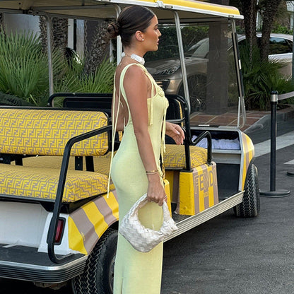 Vestido playero de punto liso sexy a la moda para mujer