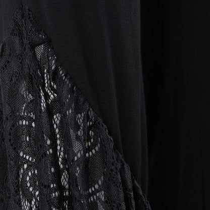 Women Black Gothic Lace Flared Pants