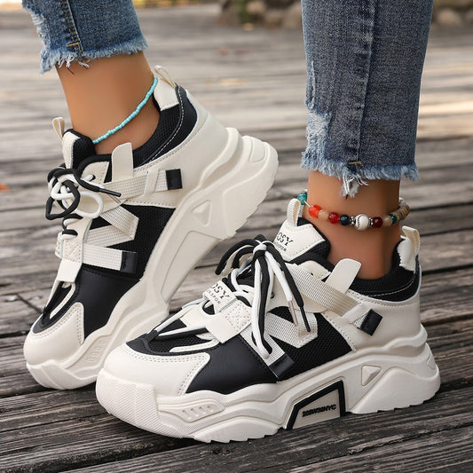 Women Casual Mesh Platform Sneakers with Contrast Colors
