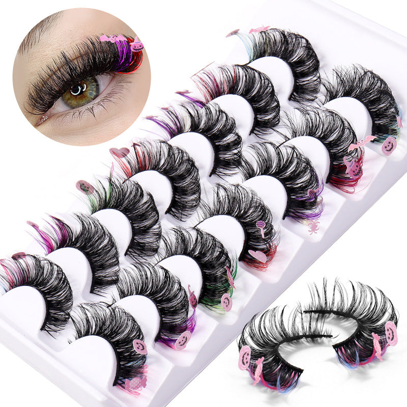 Faux cils multicolores exagérés à la mode pour femmes pour Halloween