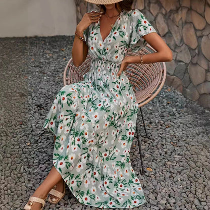 Vestido largo informal de vacaciones para mujer - Verde