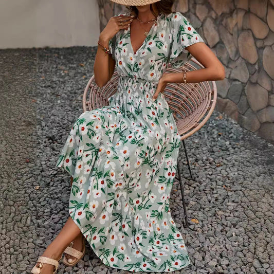 Vacation Women Casual Maxi Dress - Green