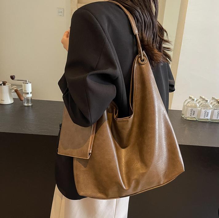 Bolso de mano informal de gran capacidad para mujer, de piel sintética, multicolor