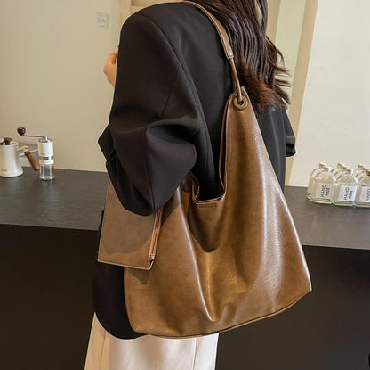 Bolso de mano informal de gran capacidad para mujer, de piel sintética, multicolor