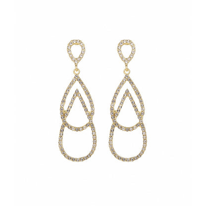 Women Fashion Exaggerated Geometric Long Zircon Earrings