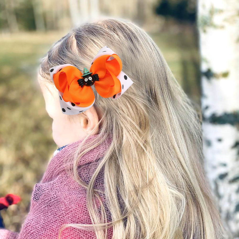 Halloween Funny Double Color Bow Hairpin for Children