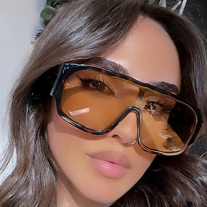 Fashion Outdoor Large Frame One-Body Lens Sunglasses
