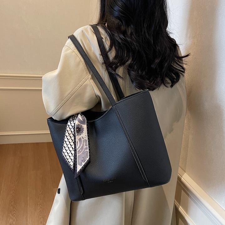 Bolso tote informal de PU con cinta de gran capacidad para mujer