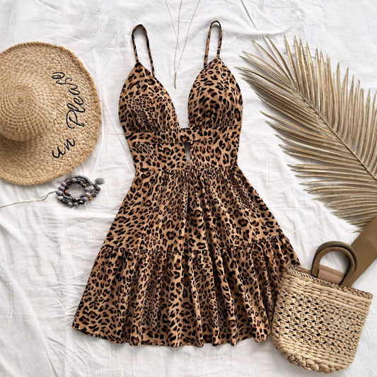 Traje de baño sin mangas de leopardo sexy de moda para mujer