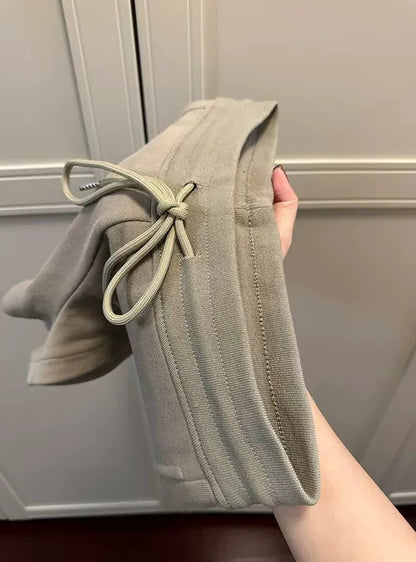 Pantalones cortos de cintura alta con cordón y color liso a la moda para mujer