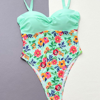 Traje de baño de una pieza con estampado floral para mujer