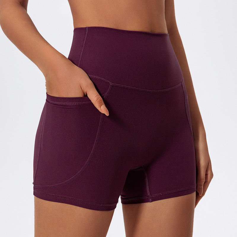 Short de yoga décontracté et respirant pour femme, couleur unie, à séchage rapide