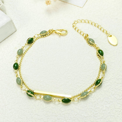 Pulsera de cuentas de doble capa retro de moda para mujer