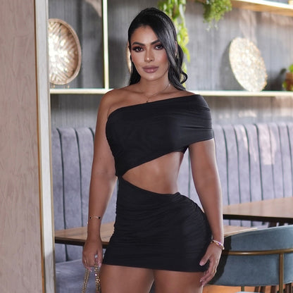 Sexy Women Off-Shoulder Cut Out Mini Dress