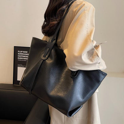 Grand sac fourre-tout décontracté de couleur unie pour femme