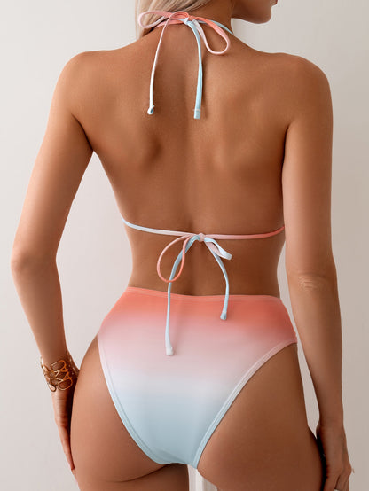 Bikini sexy con cuello halter y degradado a la moda para mujer