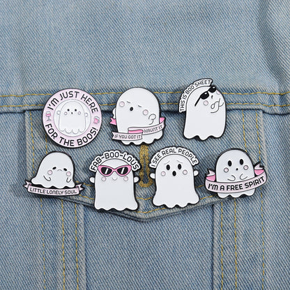 Broche fantôme d'Halloween en alliage de zinc pour femme, simple et mignonne