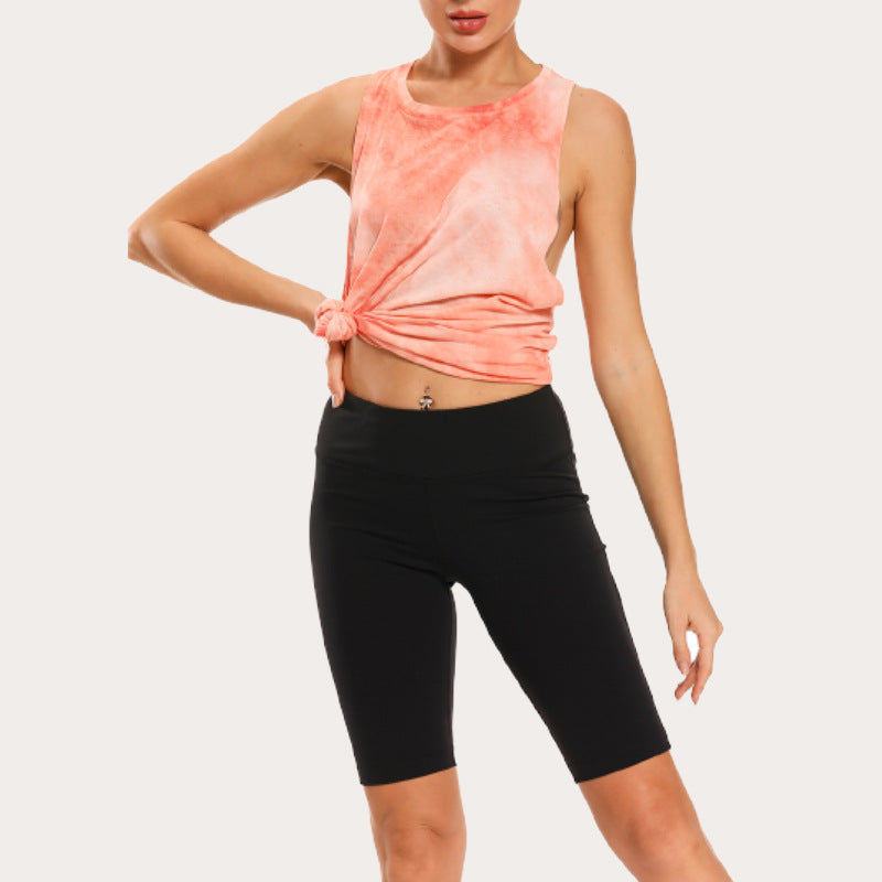 Top de yoga holgado con estampado tie-dye para mujer
