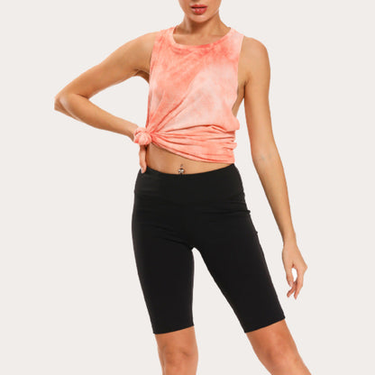 Top de yoga holgado con estampado tie-dye para mujer