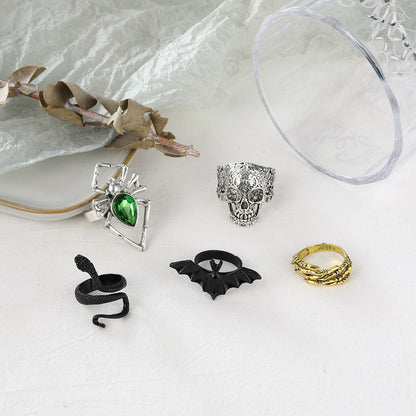 Bagues midi vintage en pierres précieuses vertes pour femme, style Halloween