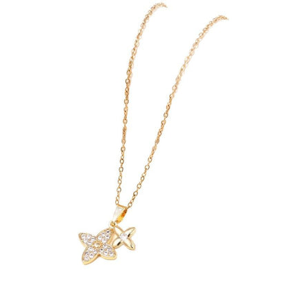 Collar de flores de cuatro hojas dobles de moda para mujer