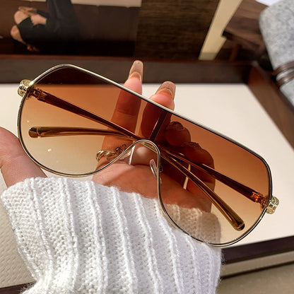 Fashion One-Frame Sunglasses - Trendy Metal Goggles