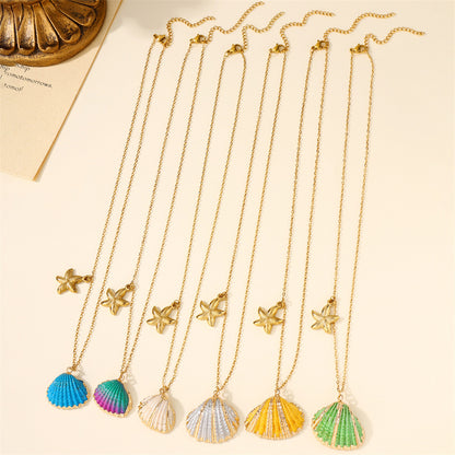 Summer Beach Vacation Shell Pendant Sea Necklace